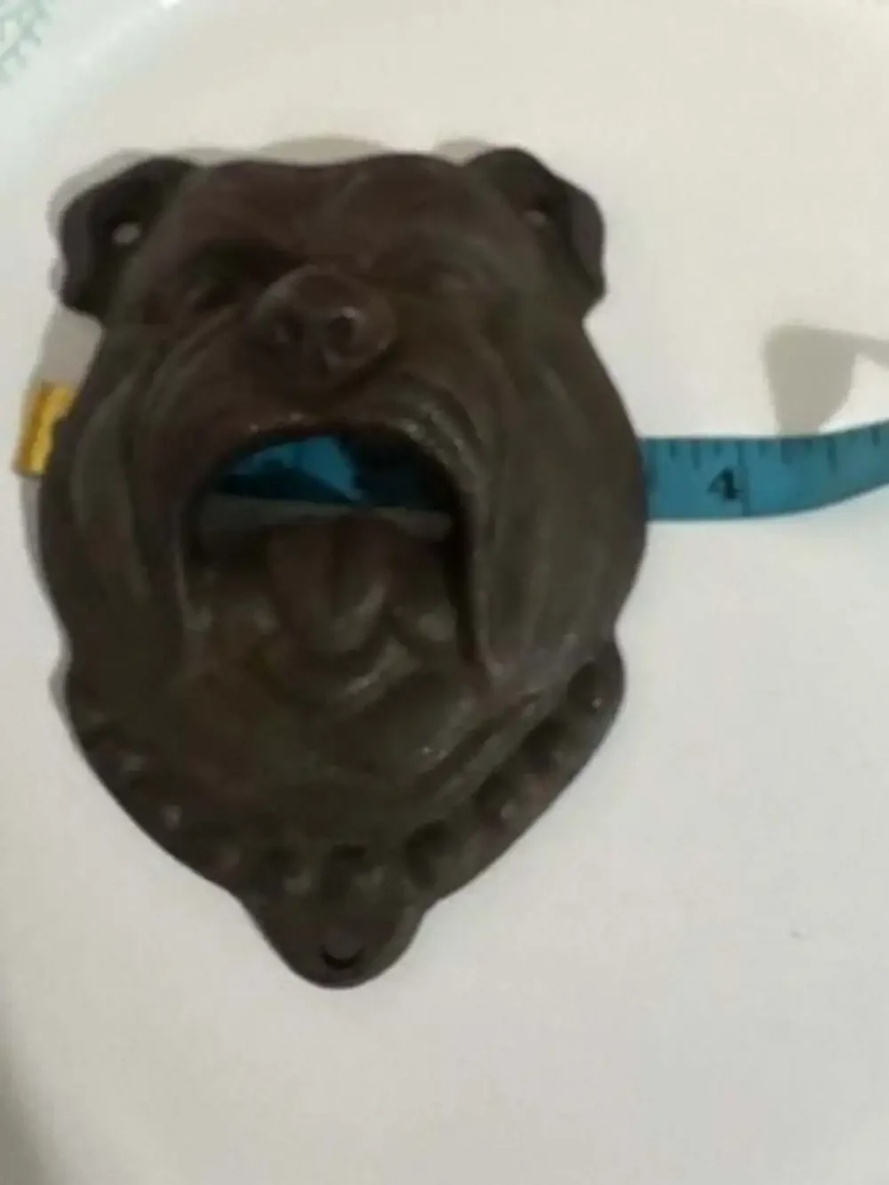 Vintage Cast Iron Wall-Mounted Bottle Opener--Bull Dog Face-1920s